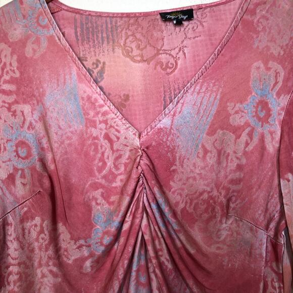 Rays for Days Ruched  Mini Dress Flared Sleeves Boho Whimsical Fairy Core Sz: L - Picture 7 of 11